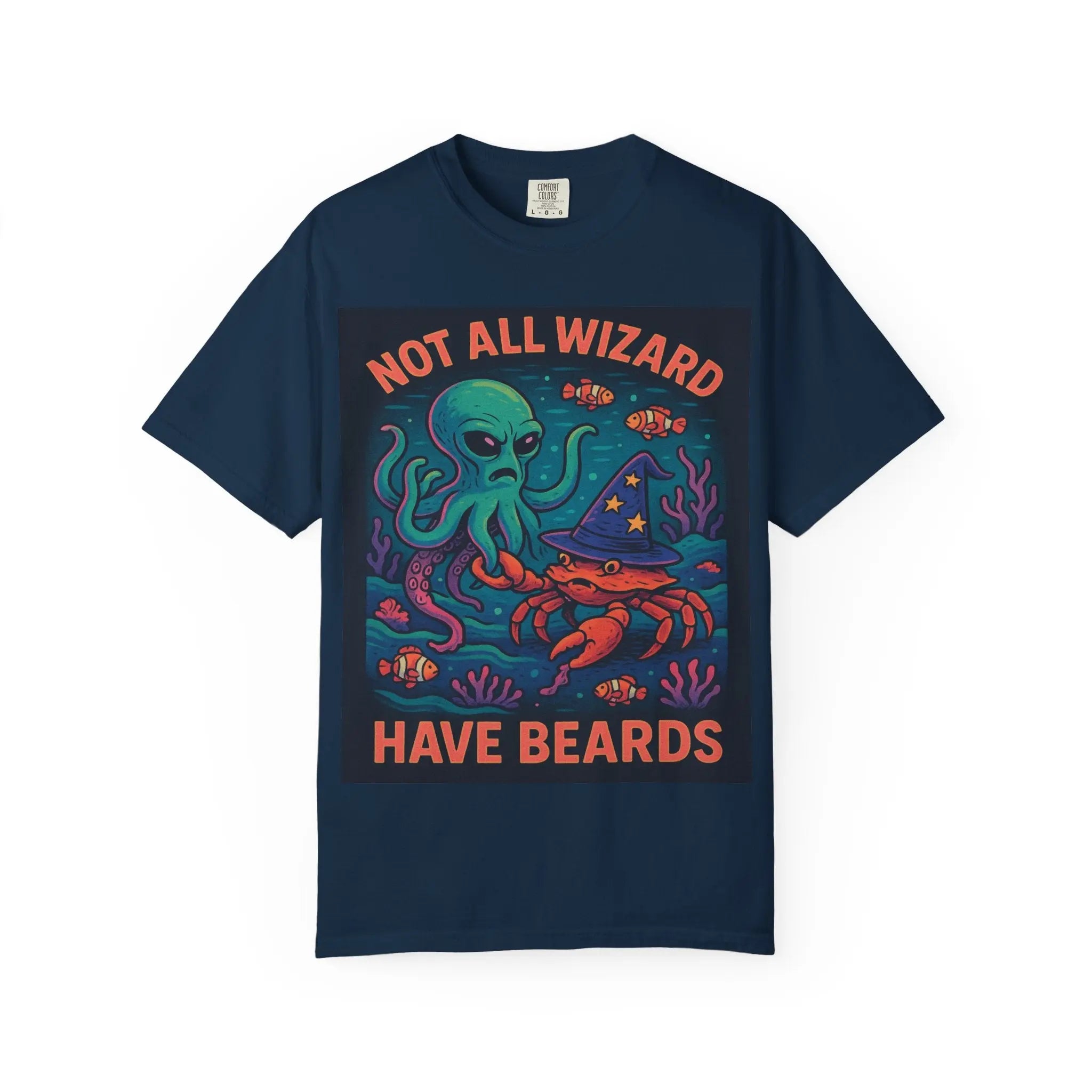 Funny Octopus & Crab T-Shirt - "Not All Wizards Have Beards" Printify