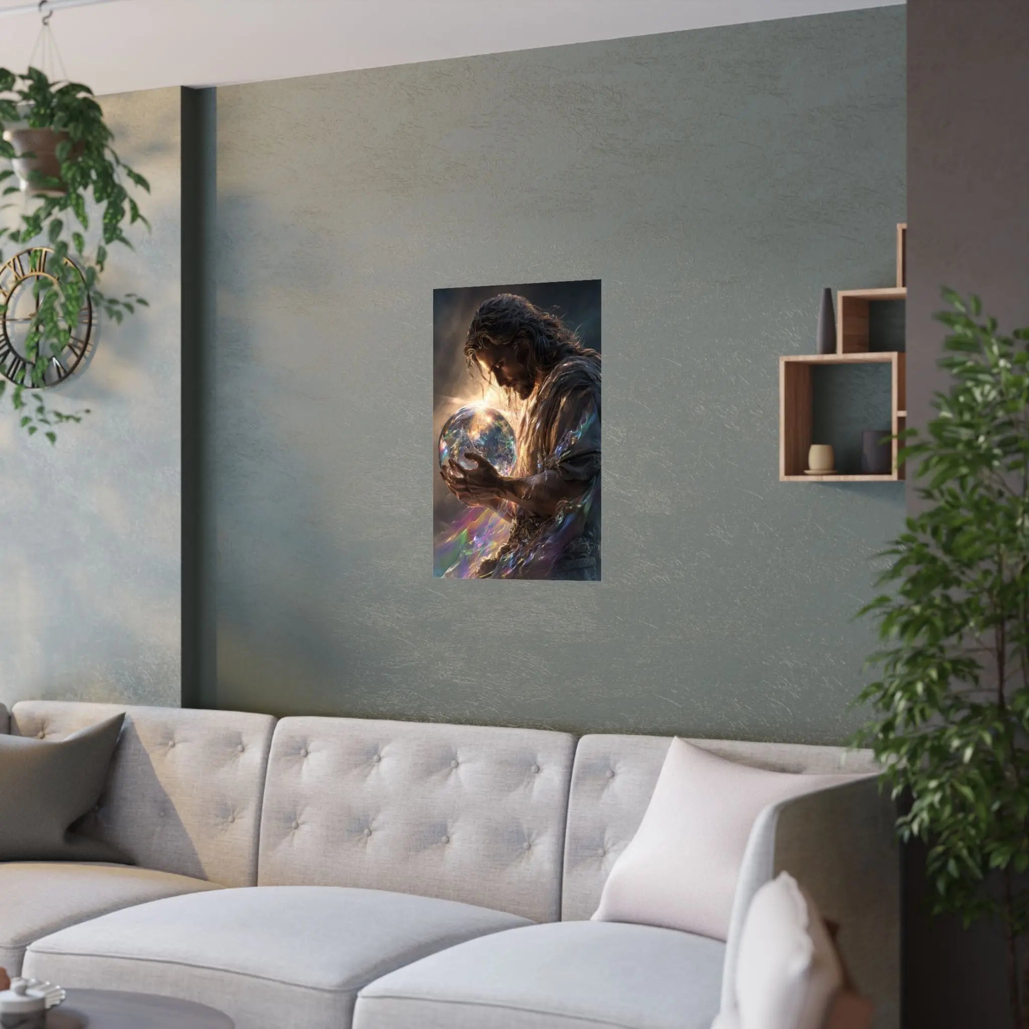Satin Poster — Jesus Guardian of the World Fantasy Art Print Printify