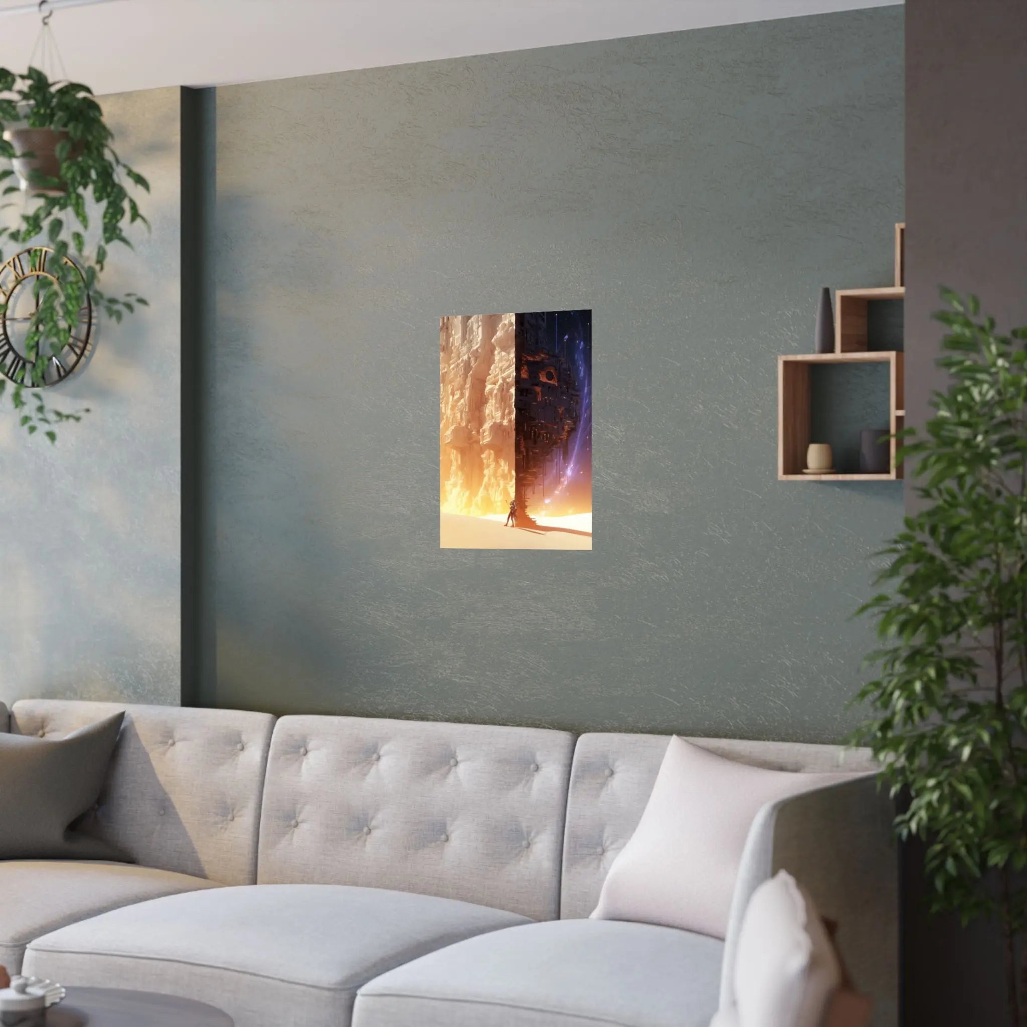 Satin Poster — Sci‑Fi Desert Cityscape Print (210gsm) Printify