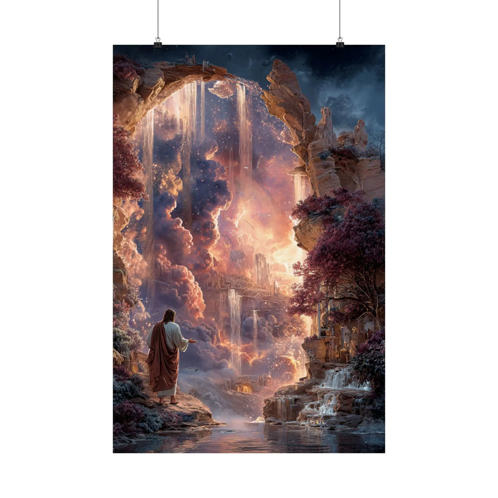 Heavenly Gateway Satin Poster Printify