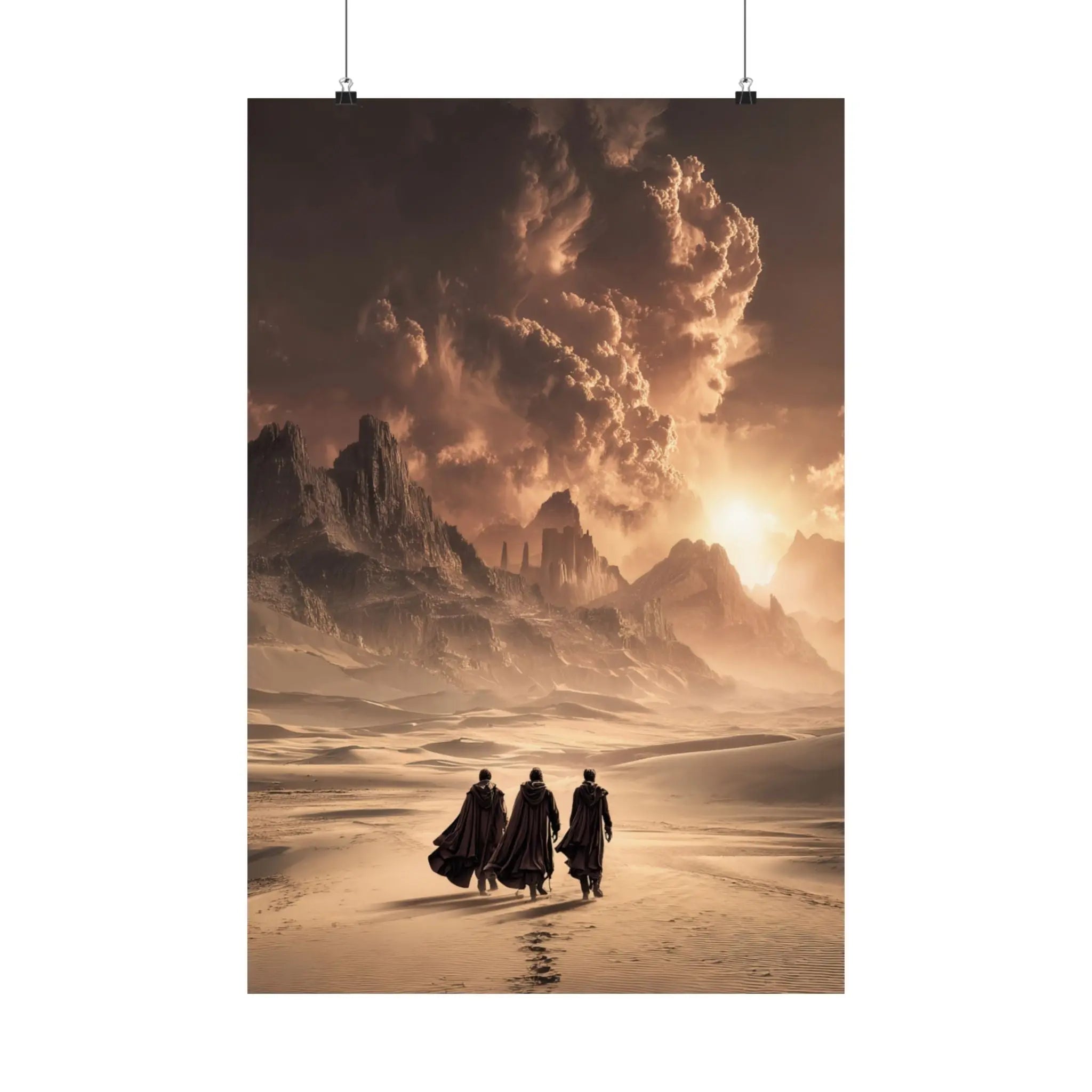 Satin Poster — Desert Pilgrims Fantasy Landscape Art Print Printify