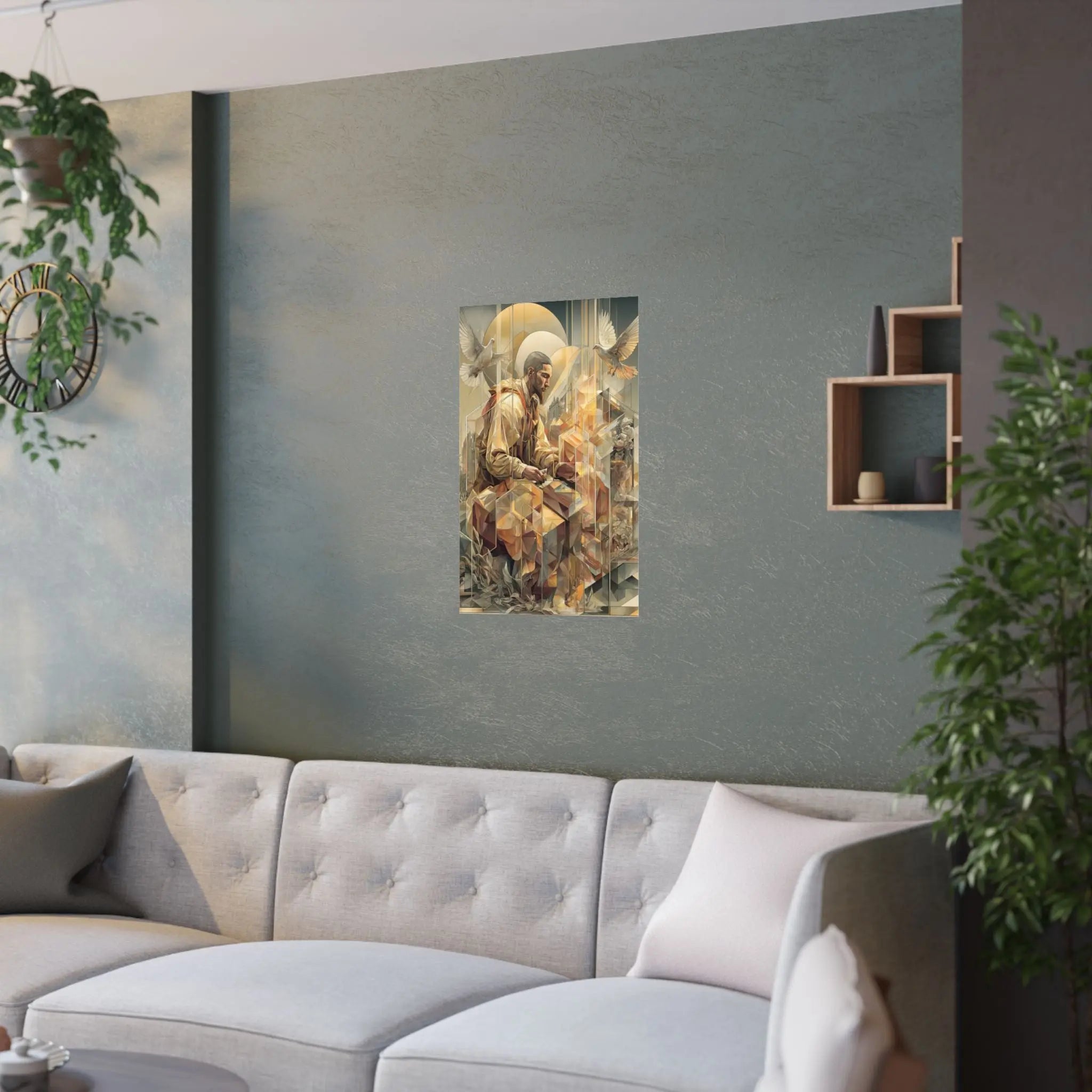 Satin Poster — Meditative Geometric Musician Art Print Printify