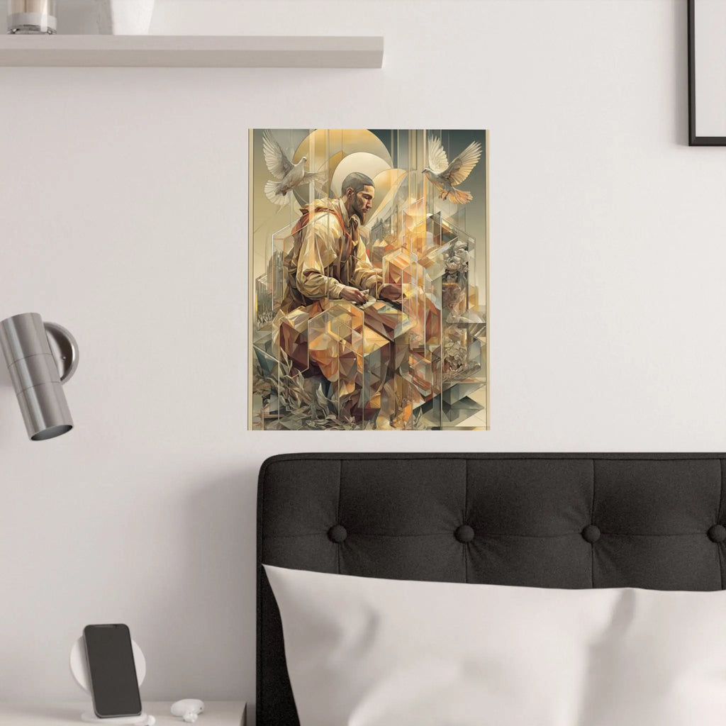 Satin Poster — Meditative Geometric Musician Art Print Printify