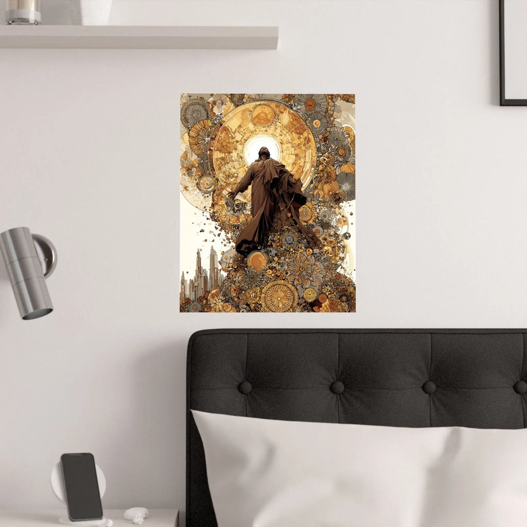 Satin Poster — Steampunk Jesus Ascension Art Print Printify