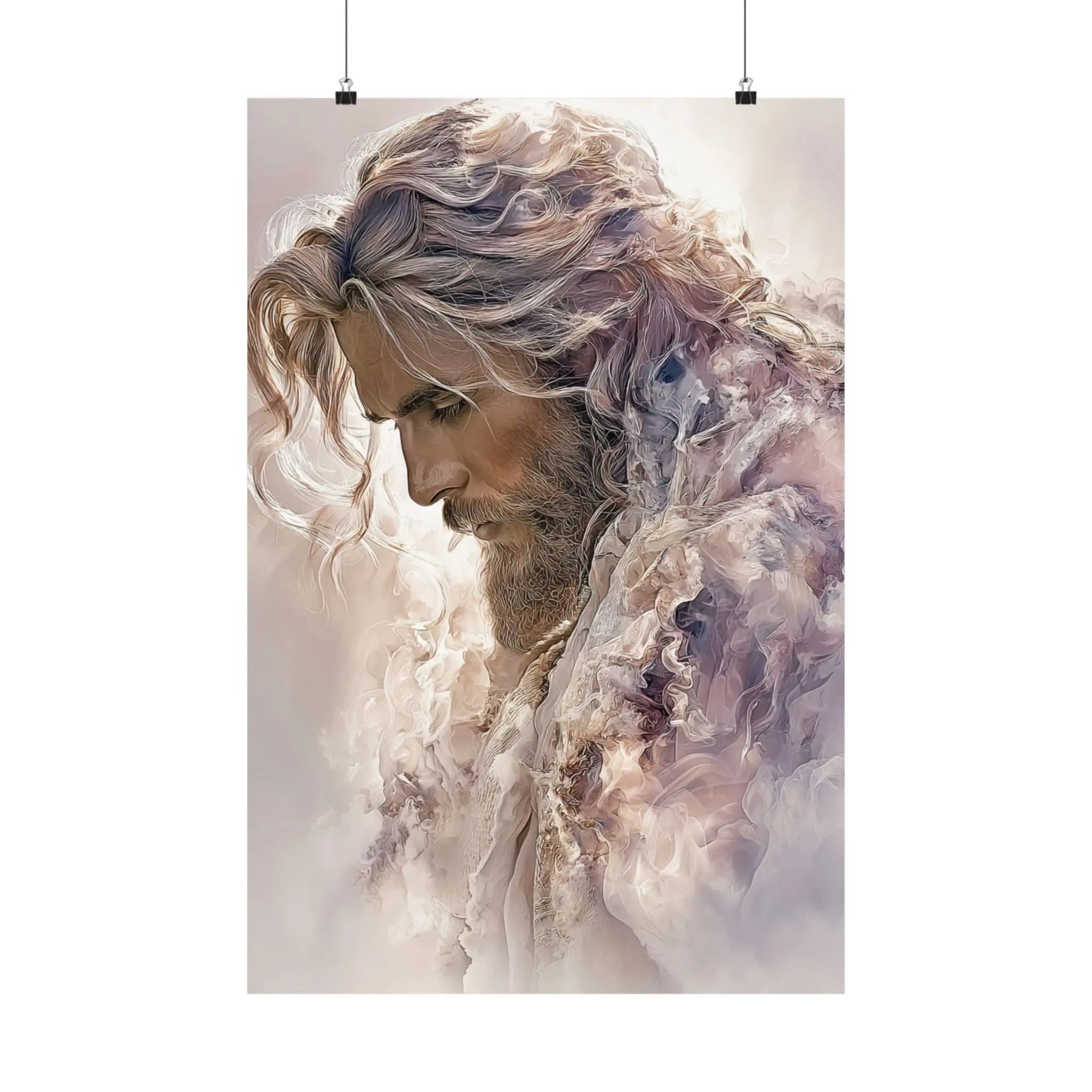 Satin Poster — Ethereal Jesus Figure Art Print (210gsm) Printify