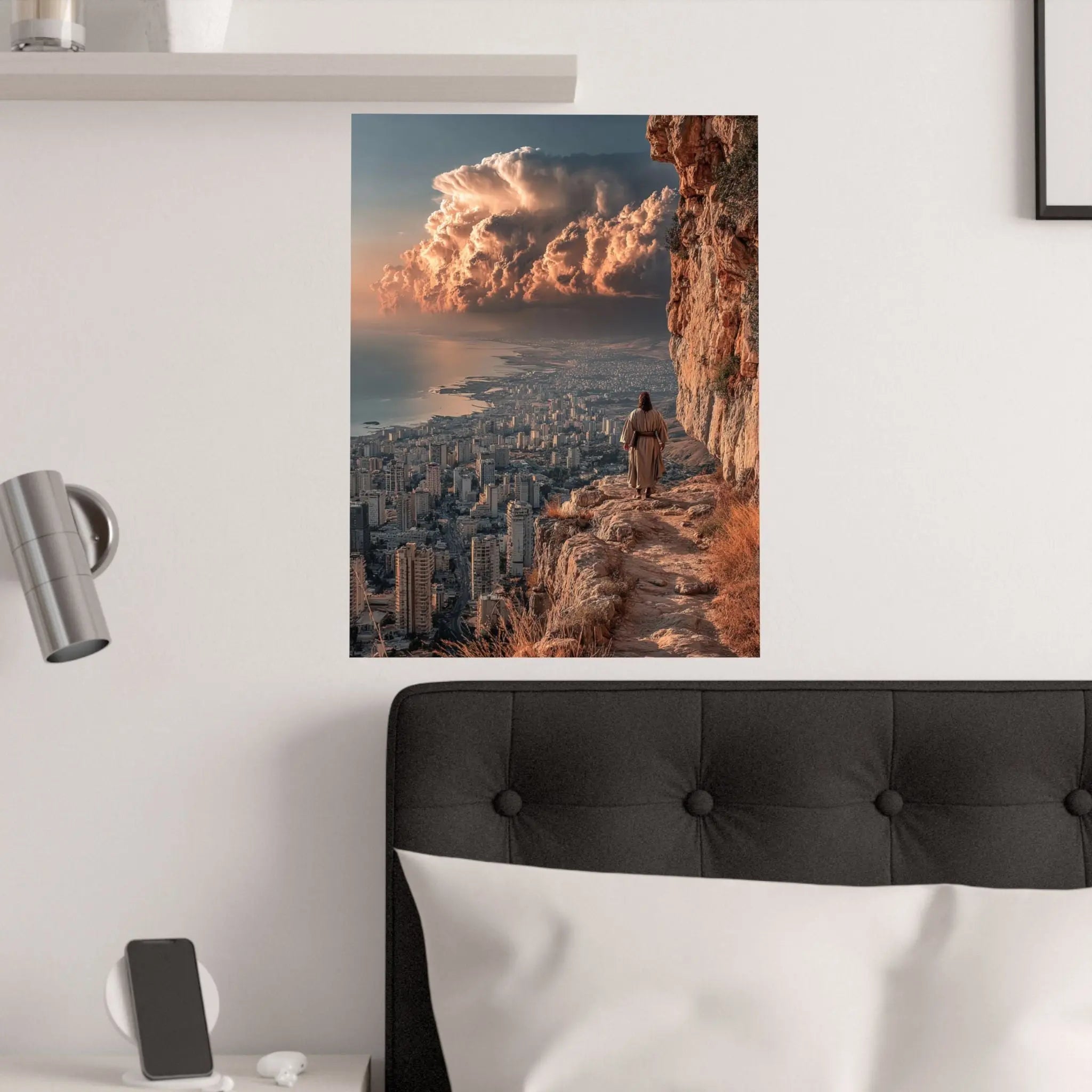 Satin Poster — Urban Cliff Path Sunset Landscape Print Printify