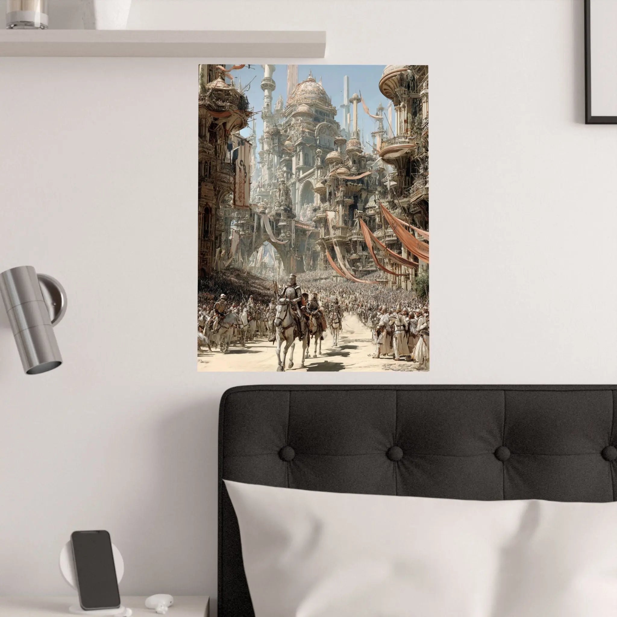 Fantasy City Parade Satin Poster — Epic Medieval Procession Wall Art 2 Printify