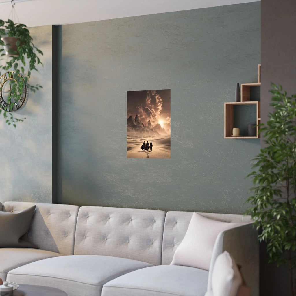 Satin Poster — Desert Pilgrims Fantasy Landscape Art Print Printify