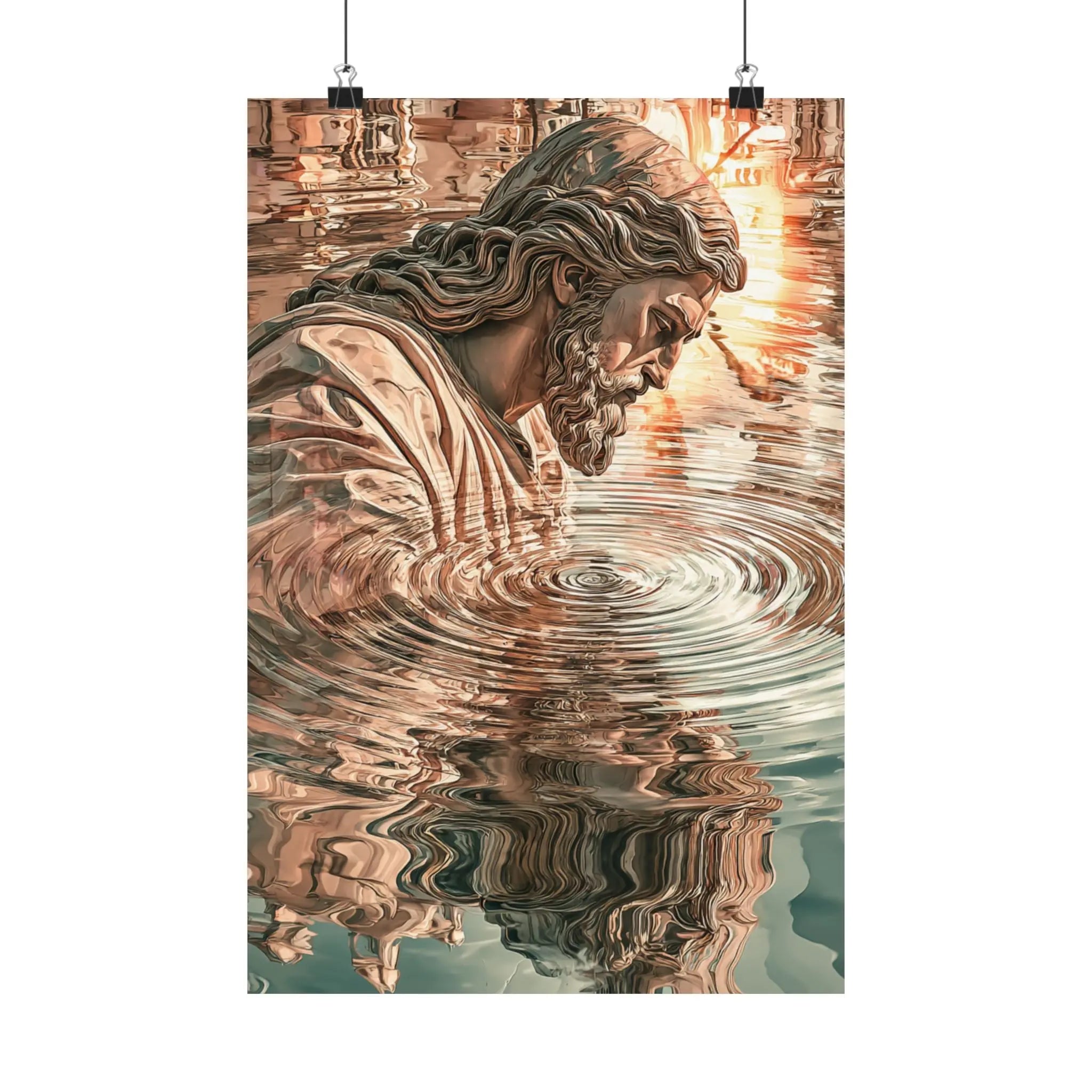 Religious Poster — Reflective Jesus Satin Art Print (210gsm) Printify