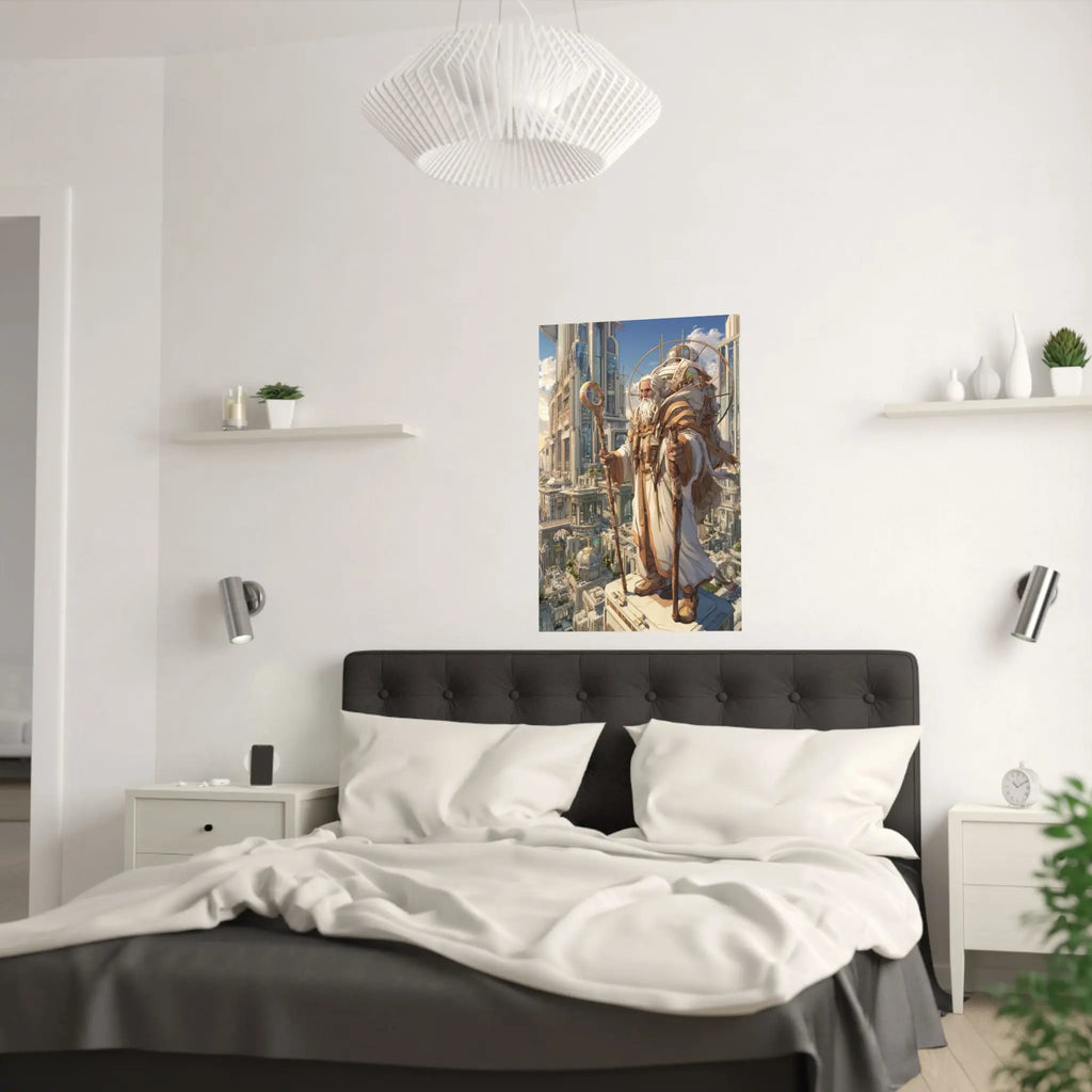 Satin Poster — Majestic High Priest in Golden City (210gsm) Printify