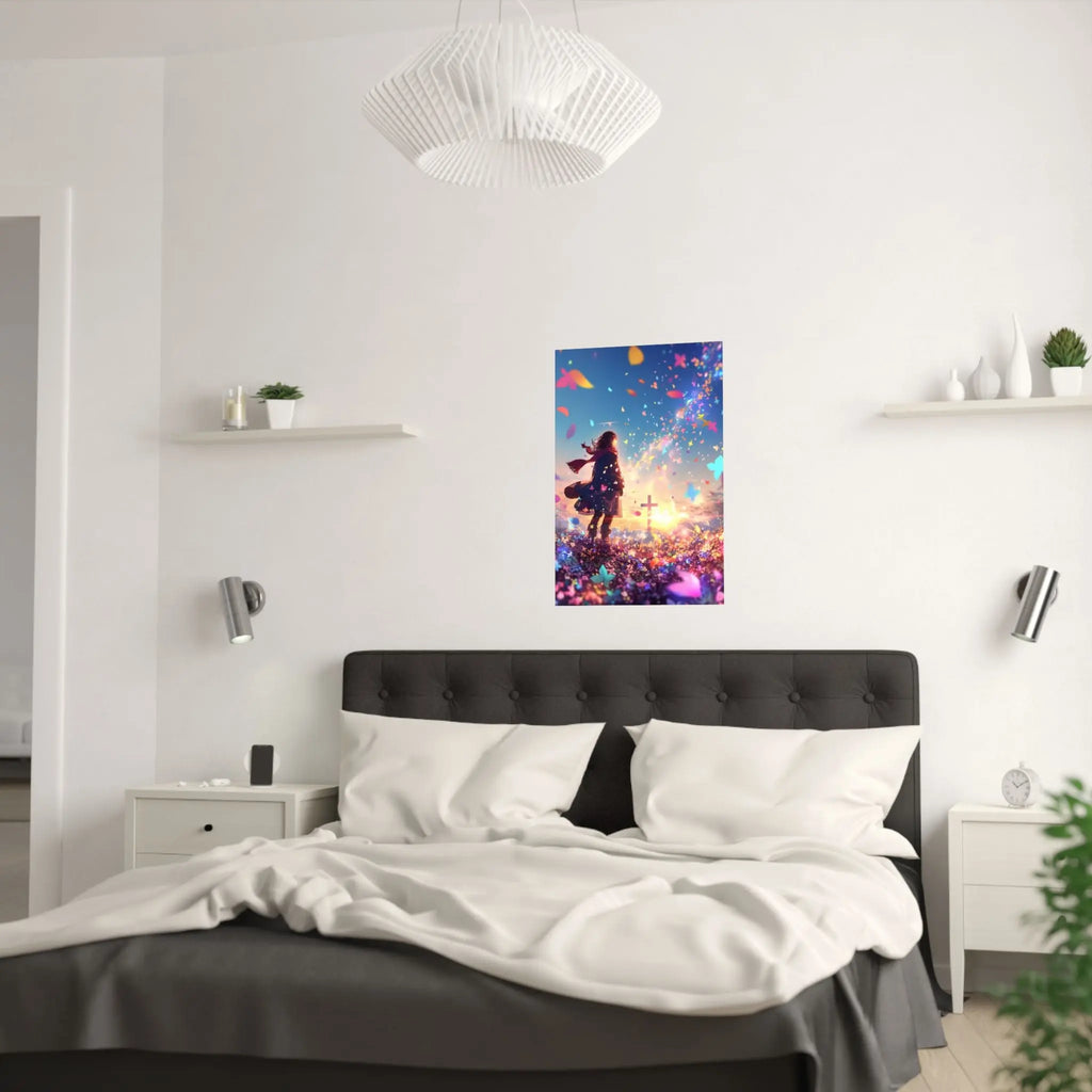 Satin Poster — Dreamscape Girl with Butterflies (210gsm Satin Print) Printify